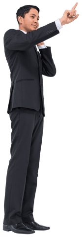 Businessman in Suit Pointing Upward on Transparent Background - Download Free Stock Videos Pikwizard.com