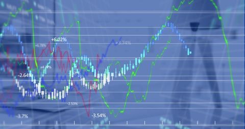 Financial Data Visualization Overlaying Modern Office Setting - Download Free Stock Images Pikwizard.com