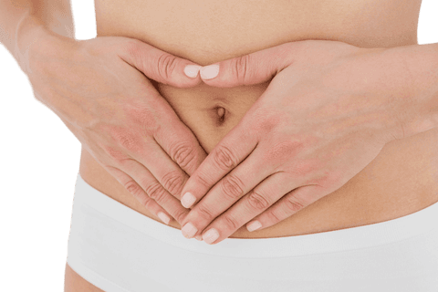 Transparent focus on healthy abdomen lifestyle