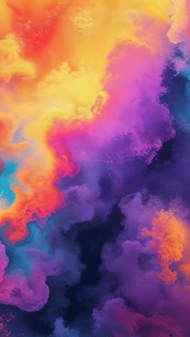 Swirling cosmic clouds revealing evolving color layers in vertical motion loop, vibrant gradients