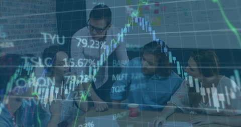 Business Team Analyzing Data with Virtual Reality