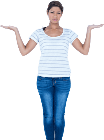 perplexed woman in striped shirt transparent background - Download Free Stock Videos Pikwizard.com