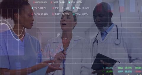 Healthcare Team Analyzing Data in Hospital Setting