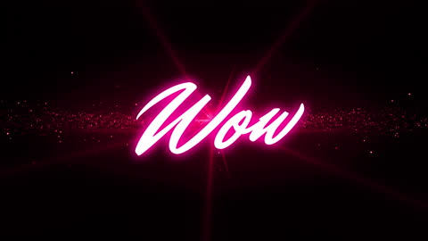 Vibrant Neon 'Wow' Text with Sparkling Effects