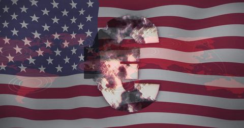 Euro Symbol Overlay on American Flag with World Connections