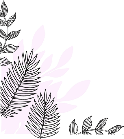 Transparent Botanical Line Art with Abstract Leaves
