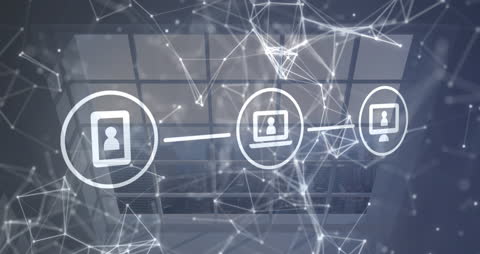 Digital Network Icons Overlaying Modern Office View