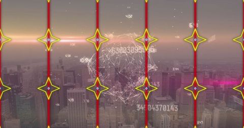 Futuristic Data Globe Above Urban Skyline at Dusk - Download Free Stock Images Pikwizard.com