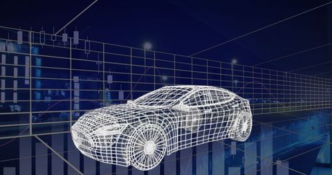 Virtual Car Model in Futuristic Digital Environment