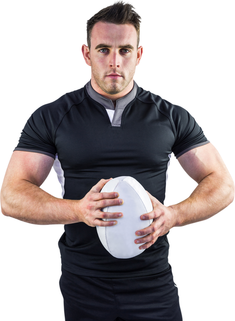 Tough Rugby Player Holding Ball Isolated Transparent Background - Download Free Stock Videos Pikwizard.com