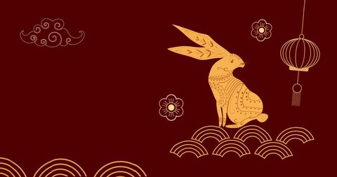 golden rabbit design on red background for chinese new year - Download Free Stock Images Pikwizard.com