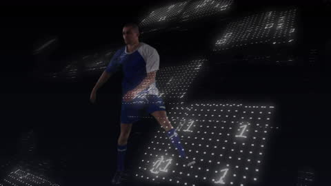 Soccer Player Incorporating Digital Technology in Futuristic Setting