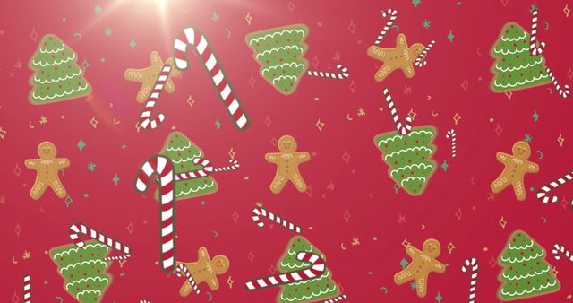 Festive Christmas Pattern with Cookies and Peppermint Candy Canes - Download Free Stock Images Pikwizard.com