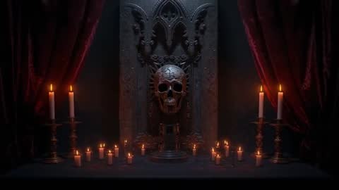 Gothic Altar with Skull and Candles