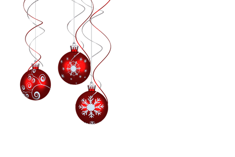Festive Red Christmas Baubles with Transparent Background