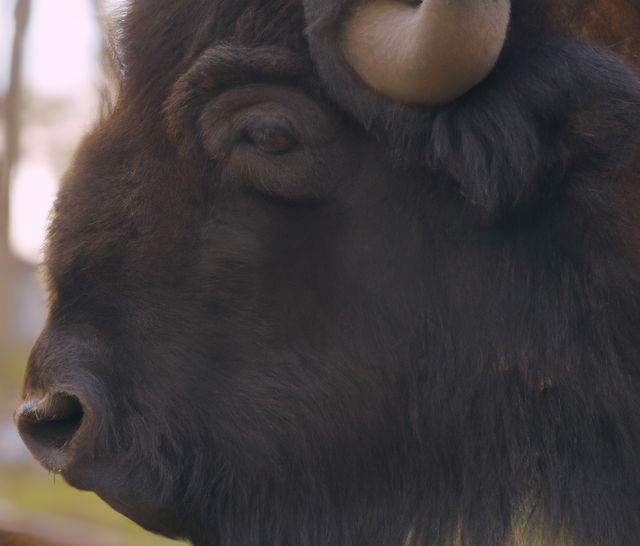 Close-Up of Bison Face in Natural Habitat - Download Free Stock Images Pikwizard.com