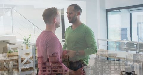 Romantic Embrace Amidst Urban Reflection