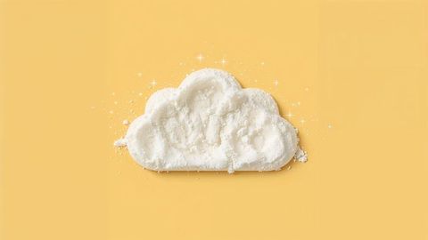 Powder Cloud Silhouette with Sparkles on Pastel Yellow Background