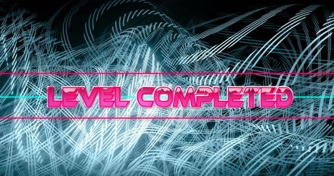 Neon pattern with level completed sign