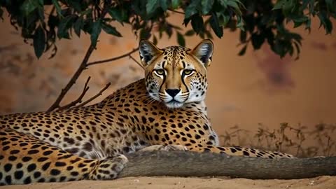 Leopard Observing Surroundings Under Tree in Natural Habitat