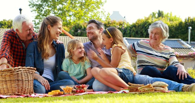 Happy Multigenerational Family Having Picnic Outdoors on Sunny Day - Download Free Stock Images Pikwizard.com