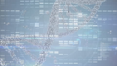 DNA Strand Animation with Digital Data in Background