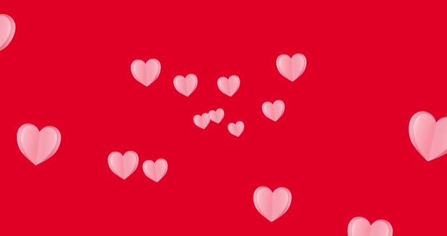 Floating Pink Hearts on Red Background - Download Free Stock Images Pikwizard.com