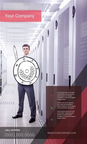 Confident Professional in Server Room Symbolizing Tech Security - Download Free Stock Templates Pikwizard.com