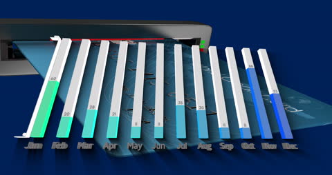 3D Animated Business Graph Illustrating Data Trends by Month