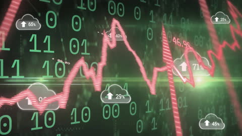 Cloud Data Storage Technology with Rising Chart and Numbers