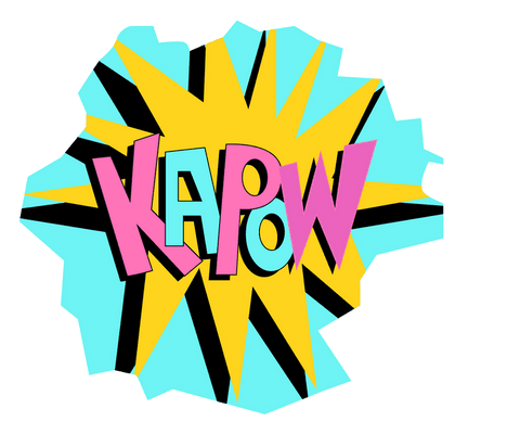 Vibrant kapow comic starburst pop art on transparent background