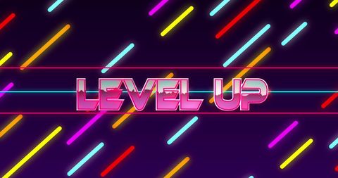 Retro Neon Level Up Gaming Banner