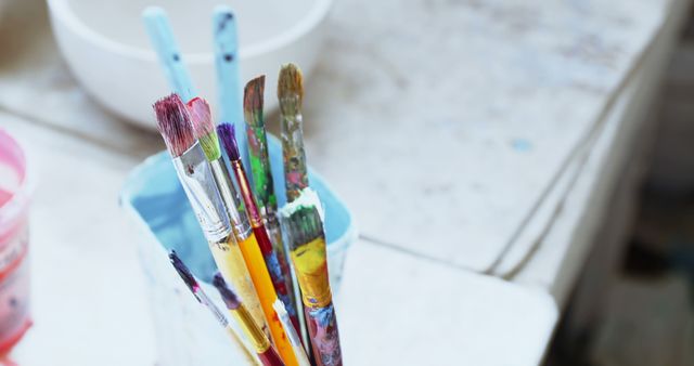 Assorted Paintbrushes in Jar Ready for Artistic Creations - Download Free Stock Images Pikwizard.com