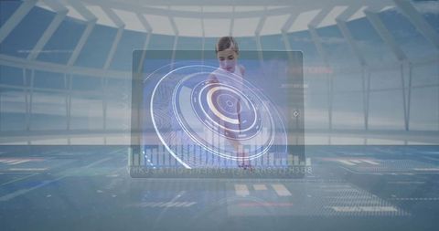 Futuristic design specialist operating holographic interface