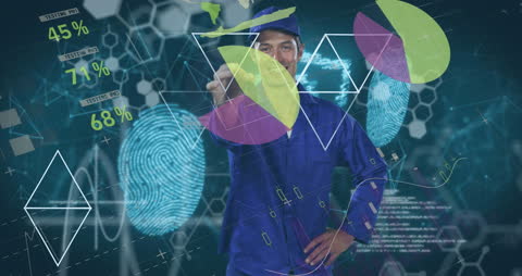 Mechanic Holding Keys with Overlay of Financial Data and Technology