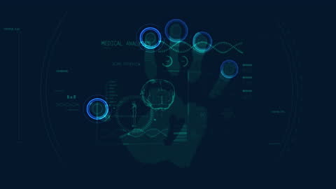 Futuristic Biometric Handprint Digital Security Interface