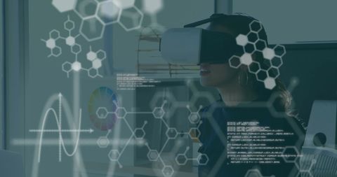 Woman Engaging with Scientific VR Data Visualization Technology - Download Free Stock Images Pikwizard.com