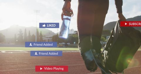 Athlete Holding Bottle Represents Social Media Engagement