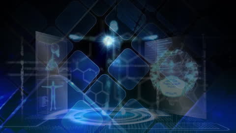 Futuristic Digital Interface with Virtual Connections and Data