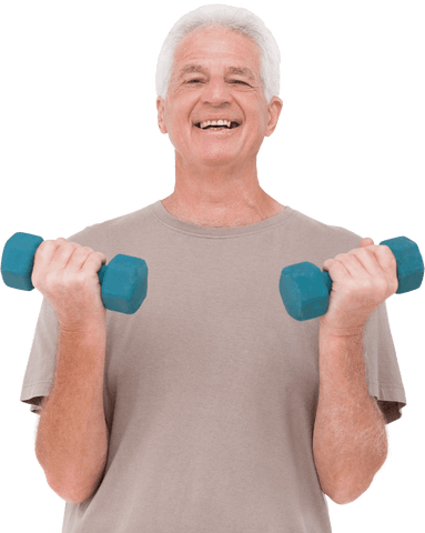 happy senior man lifting dumbbells in transparent background - Download Free Stock Videos Pikwizard.com