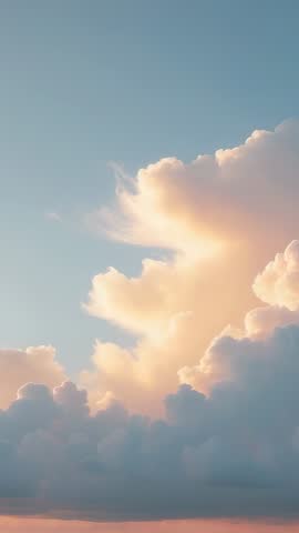 Sunlight Glowing Through Towering Cumulus Clouds | Vertical Sunrise Video for Calm Sky Backgrounds