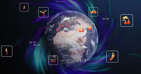 Earth with Ecology and Green Energy Icons Highlighting Global Sustainability - Download Free Stock Images Pikwizard.com