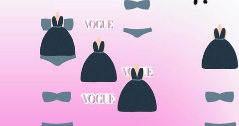 Trendy fashion illustrations on pink gradient background