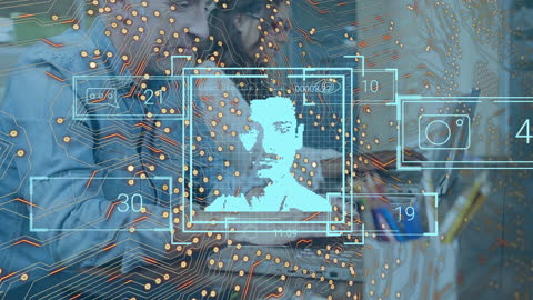 Digital Interface with Facial Recognition Technology Concept