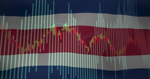 Digital Financial Graph Over Costa Rica Flag Representing Economic Trends