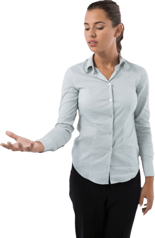 transparent conceptualization female executive with empty hand - Download Free Stock Videos Pikwizard.com