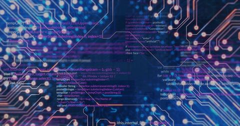 Digital Data Code Overlay on Circuit Board Background - Download Free Stock Images Pikwizard.com