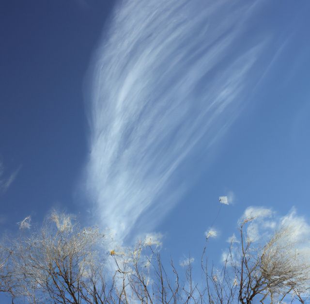 Image of white wisp and cloud on blue sky - Download Free Stock Photos Pikwizard.com