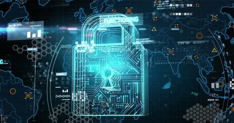 Futuristic Digital Security Interface with Global Network