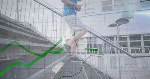 Dynamic business growth and fitness concept with running
